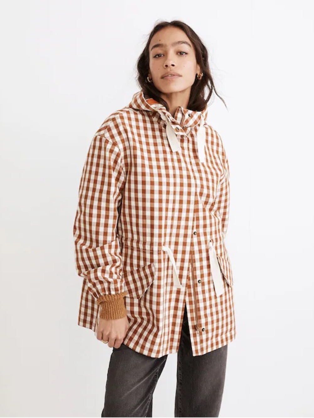 Madewell Raincloud Raincoat in Gingham Size S NWT